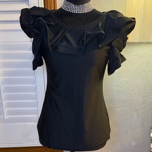 Elegant Black Ruffle Top